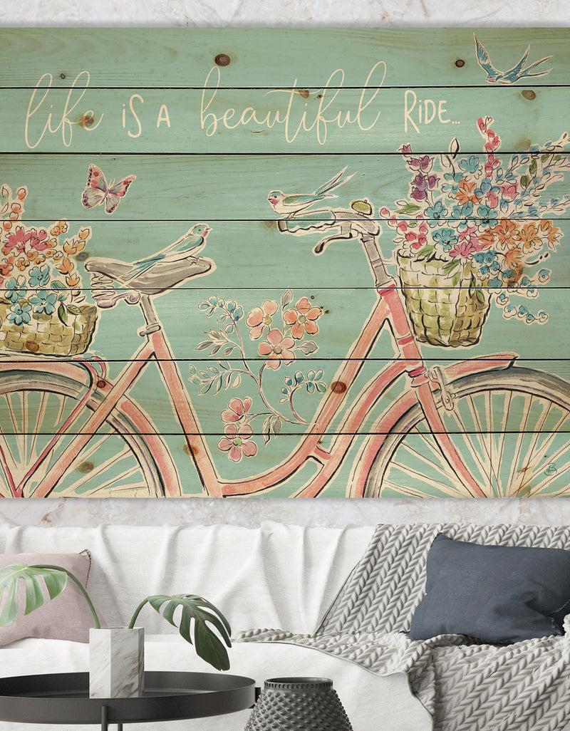 DesignQ Sparrow Spring III Crop - Traditional Print on Natural Pine Wood