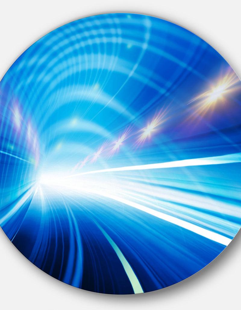 DesignQ Speed Motion In Highway Tunnel - Abstract Digital Art Round Wall Art