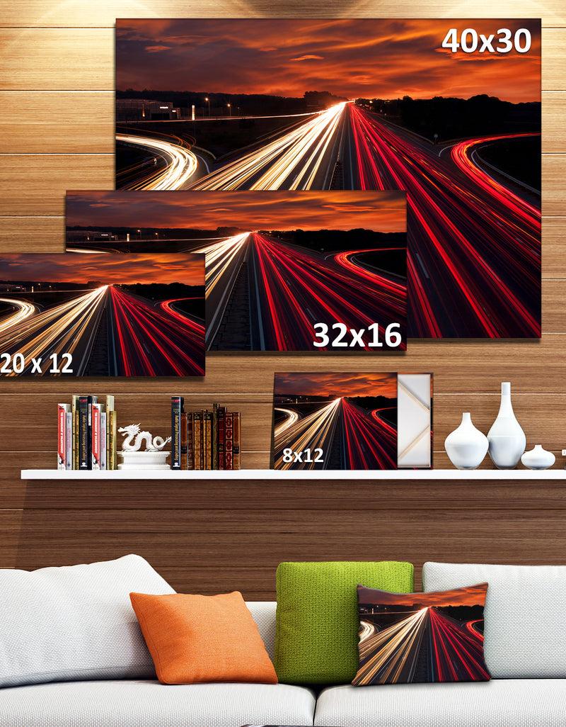 DesignQ Speed Traffic Trails - Cityscape Digital Art Canvas Print