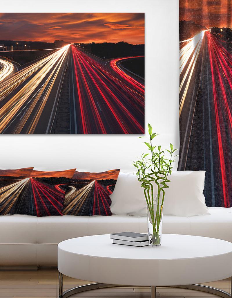 DesignQ Speed Traffic Trails - Cityscape Digital Art Canvas Print