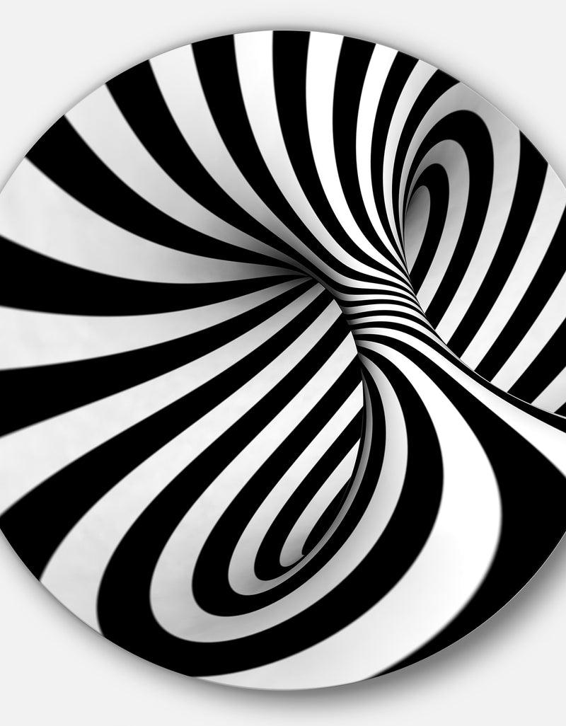 DesignQ Spiral Black N - White - Abstract Art Large Circle Metal Wall Art