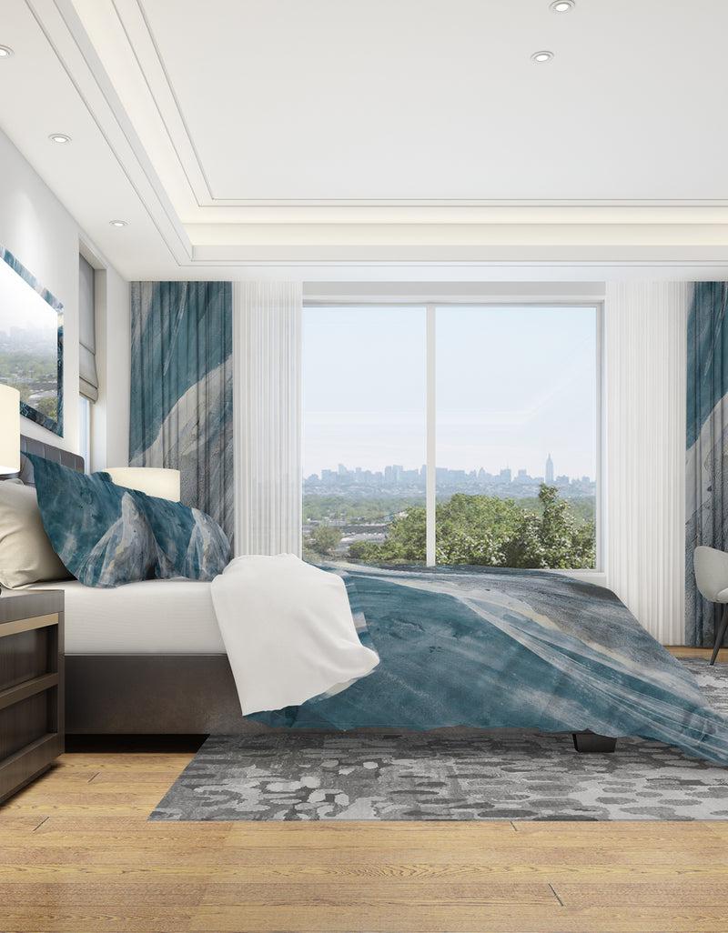 DesignQ Splash Blue Indigo - Geometric Duvet Cover Set