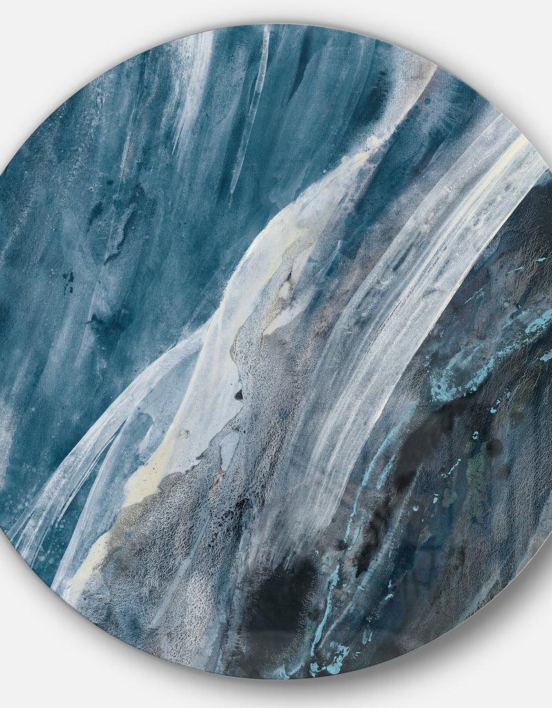 DesignQ Splash Blue Indigo - Geometric Metal Circle Wall Art