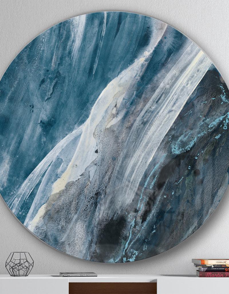 DesignQ Splash Blue Indigo - Geometric Metal Circle Wall Art