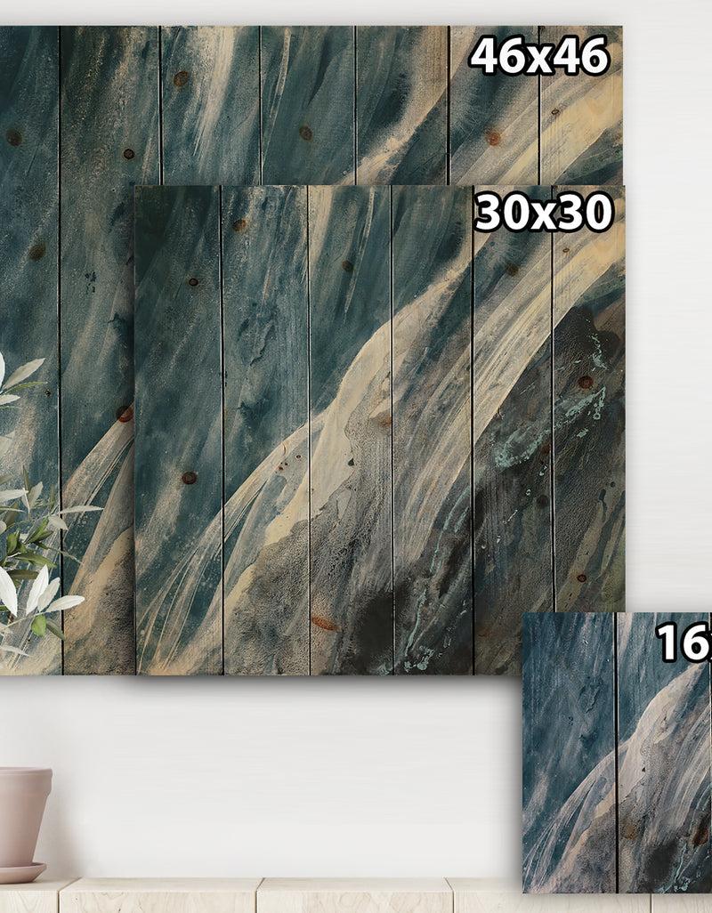 DesignQ Splash Blue Indigo - Modern & Contemporary Print On Natural Pine Wood