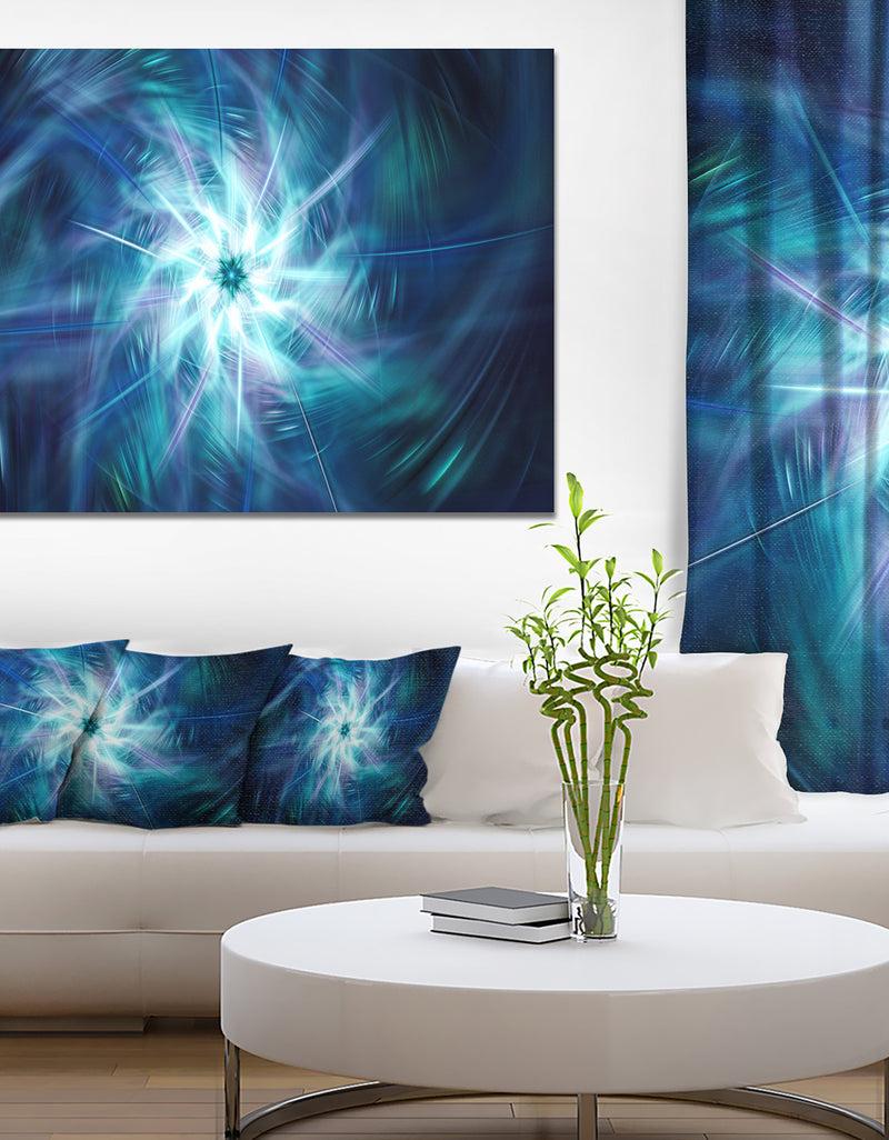 DesignQ Splaying Bright Blue Fireworks - Floral Wall Art On Canvas