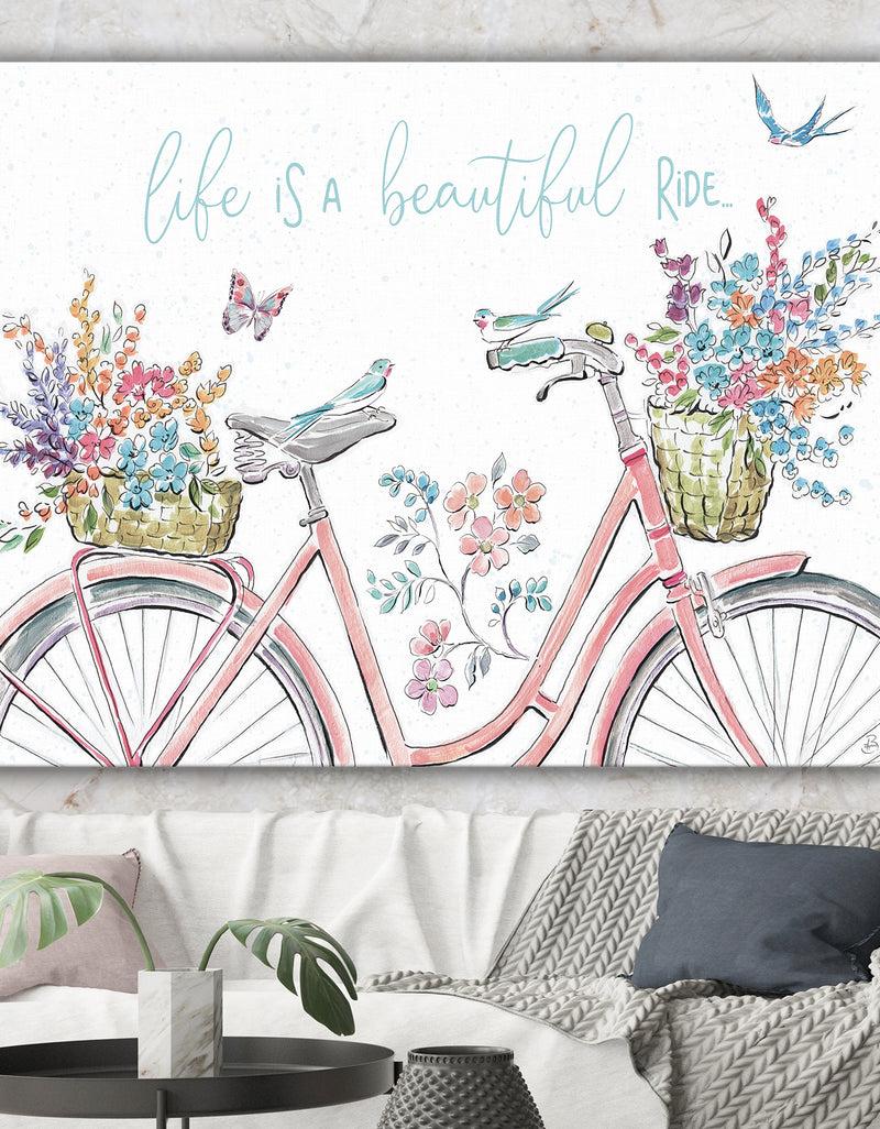 DesignQ Spring Bike Bouquet - French Country Canvas Artwork