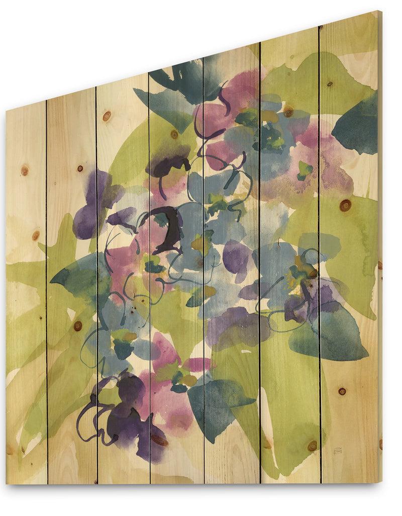 DesignQ Spring Bouquet I - Traditional Print On Natural Pine Wood