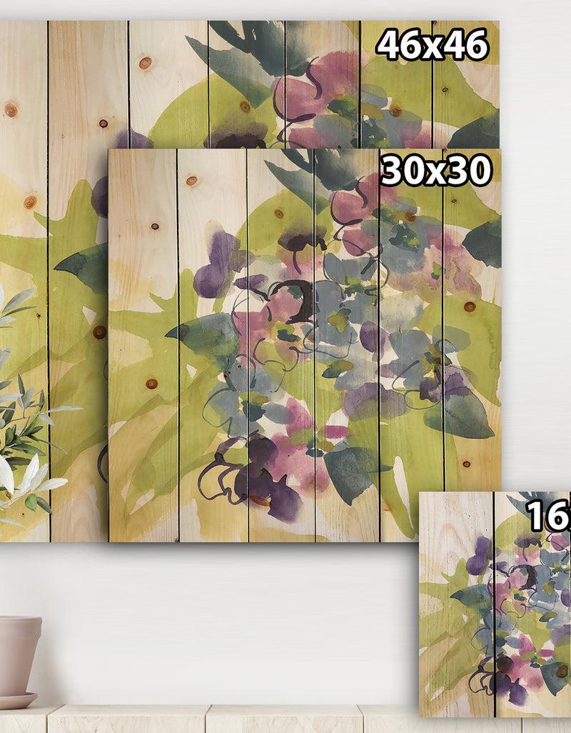 DesignQ Spring Bouquet I - Traditional Print On Natural Pine Wood