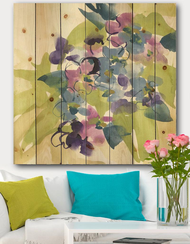 DesignQ Spring Bouquet I - Traditional Print on Natural Pine Wood