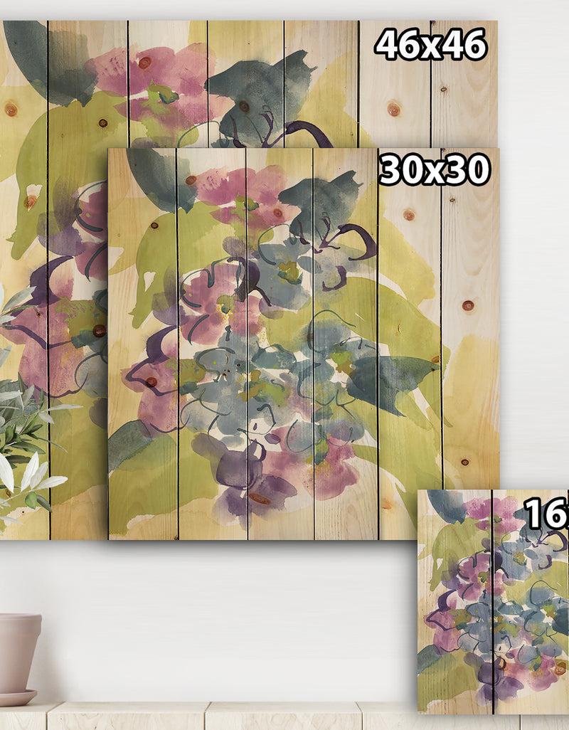 DesignQ Spring Bouquet II - Traditional Print On Natural Pine Wood