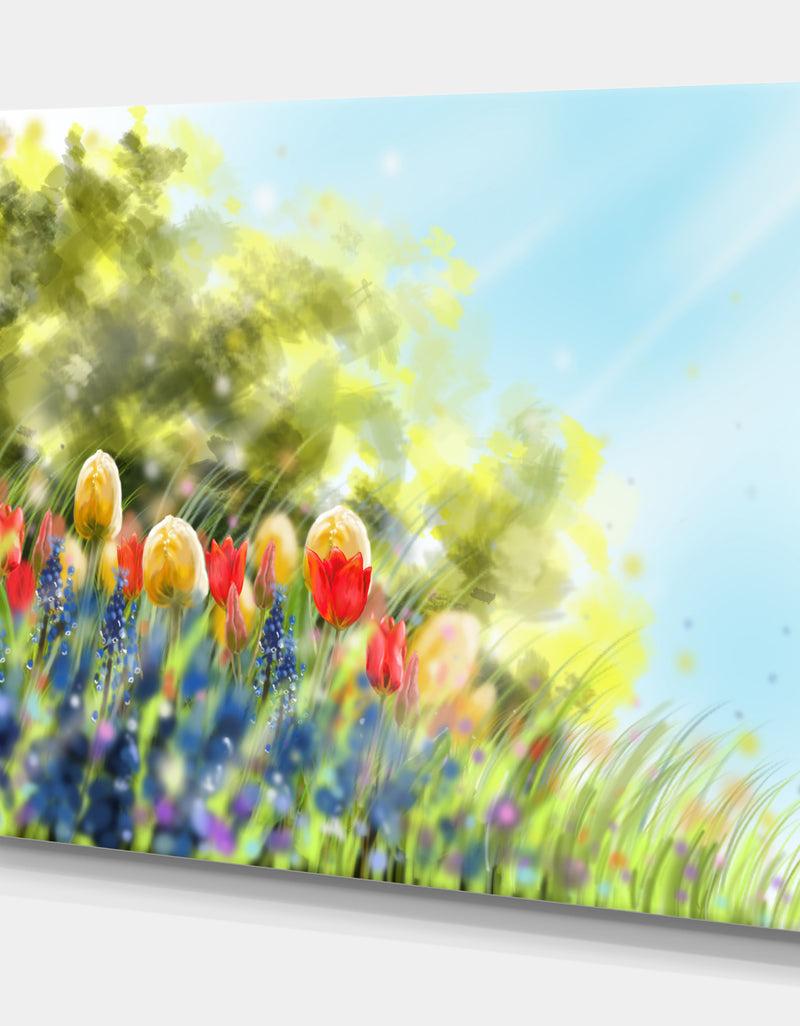 DesignQ Spring Flower - Floral Contemporary On Wrapped Canvas