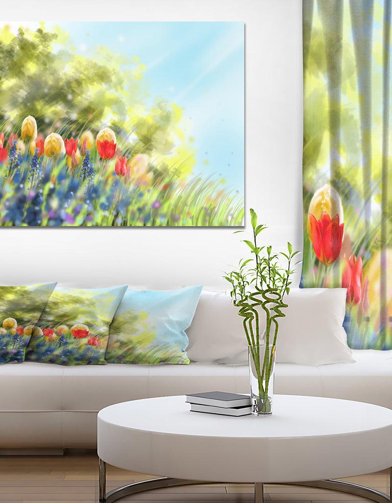 DesignQ Spring Flower - Floral Contemporary on wrapped Canvas