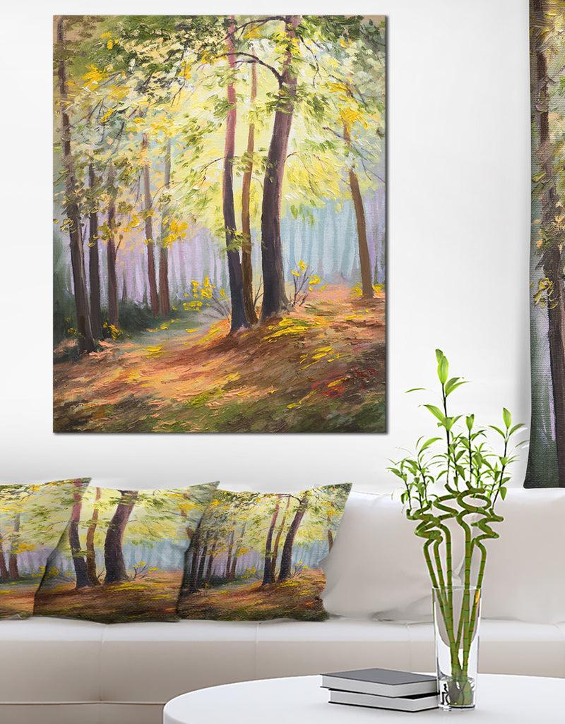 DesignQ Spring Forest with Sunlight - Landscape Canvas Art Print