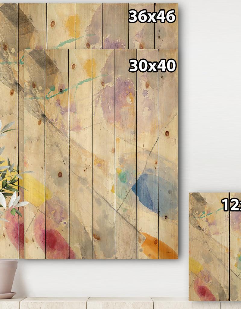 DesignQ Spring Minimalist Confetti I - Modern & Contemporary Print On Natural Pine Wood
