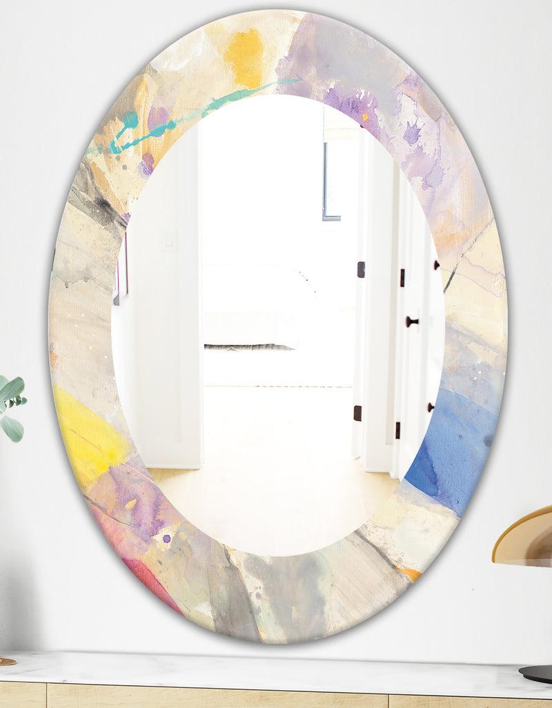 DesignQ Spring Minimalist Confetti I - Modern Mirror - Oval Or Round Wall Mirror