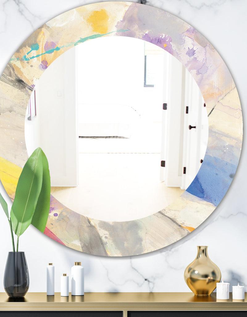 DesignQ Spring Minimalist Confetti I - Modern Mirror - Oval or Round Wall Mirror