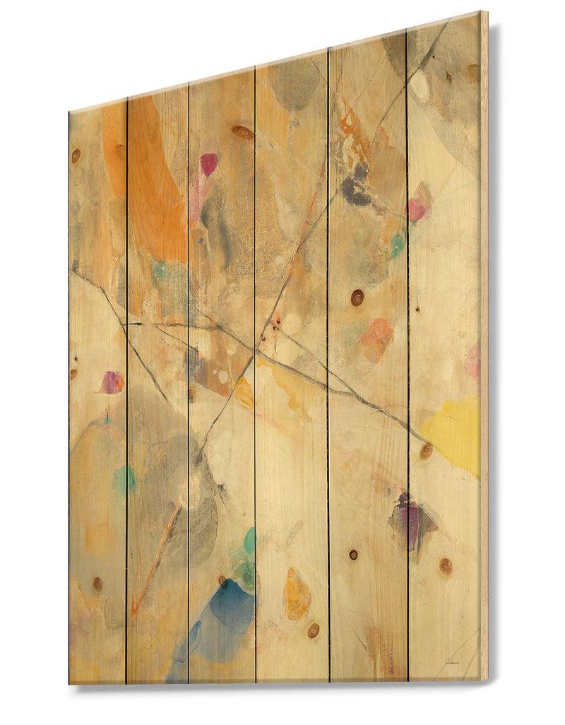 DesignQ Spring Minimalist Confetti II - Modern & Contemporary Print On Natural Pine Wood