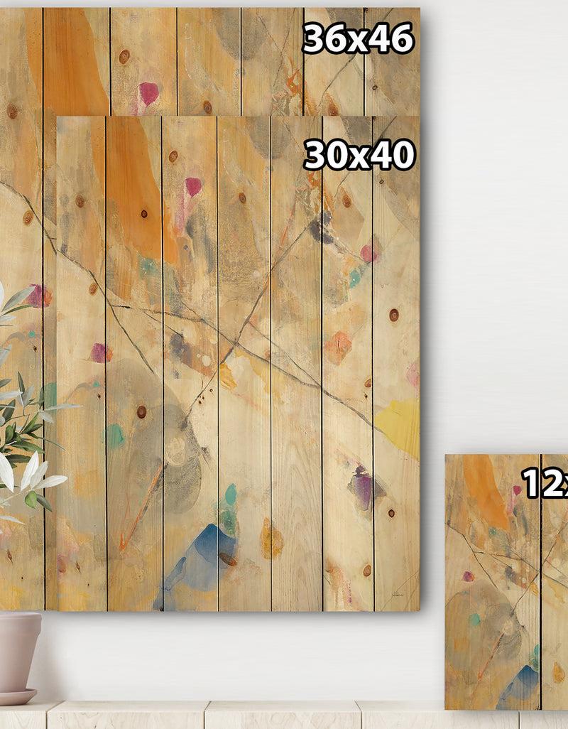 DesignQ Spring Minimalist Confetti II - Modern & Contemporary Print On Natural Pine Wood