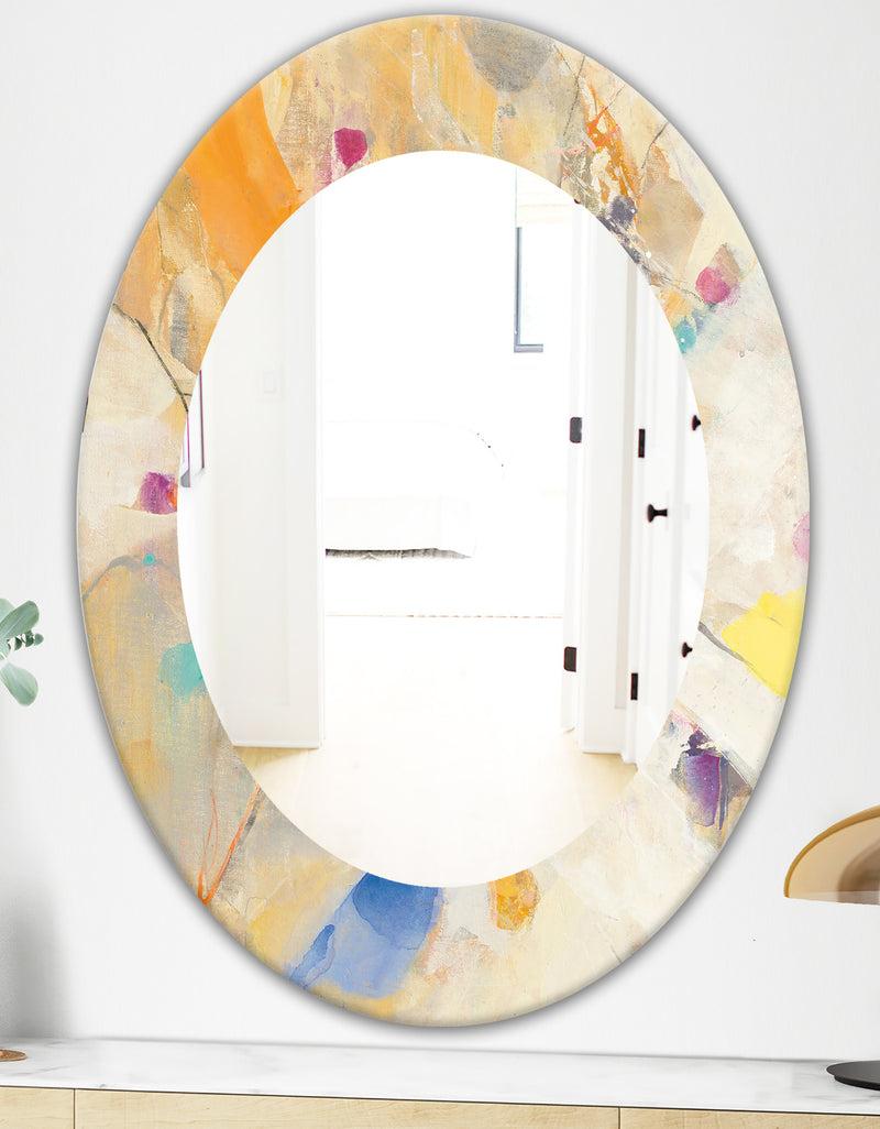 DesignQ Spring Minimalist Confetti II - Modern Mirror - Oval Or Round Wall Mirror