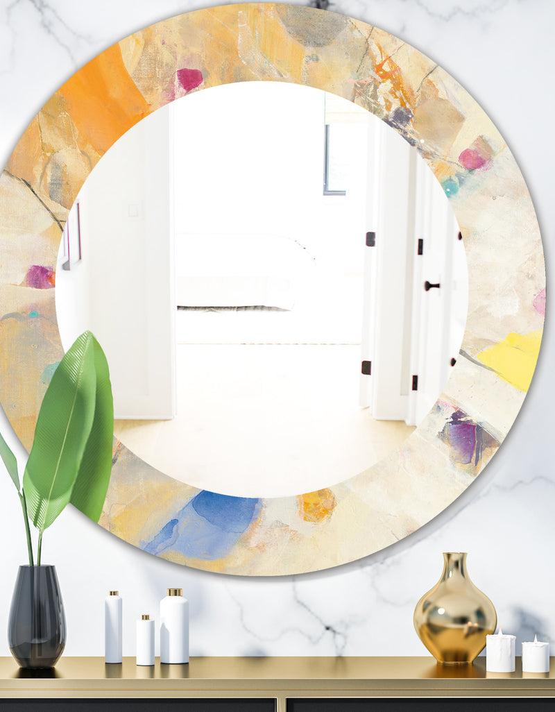 DesignQ Spring Minimalist Confetti II - Modern Mirror - Oval or Round Wall Mirror
