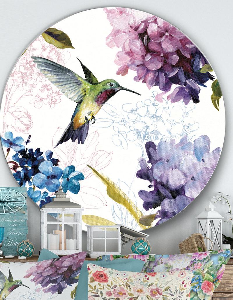DesignQ Spring Nectar Square II - Farmhouse Metal Circle Wall Art