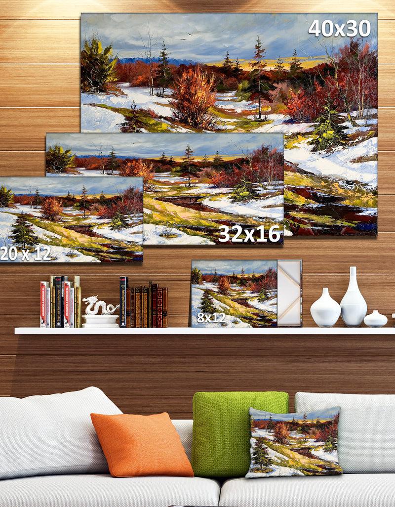 DesignQ Spring Valley With River - Landscape Canvas Print