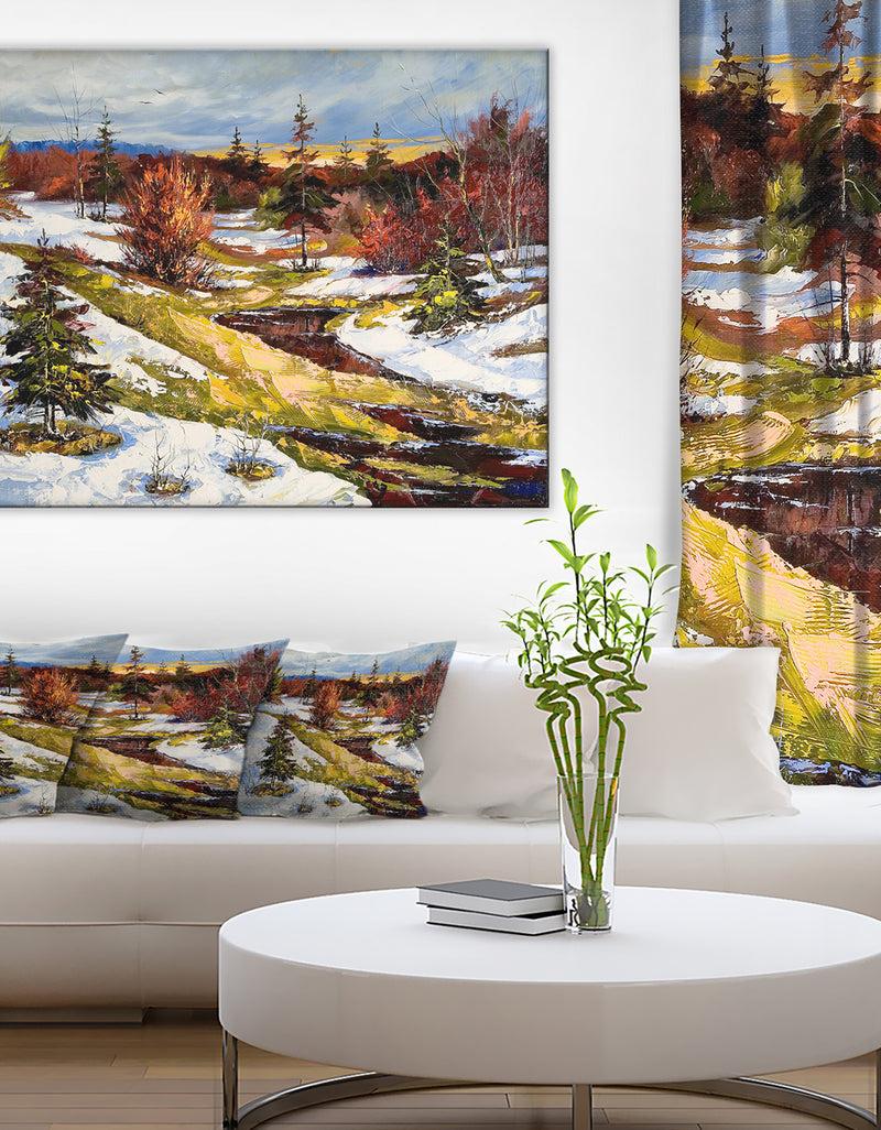 DesignQ Spring Valley with River - Landscape Canvas Print