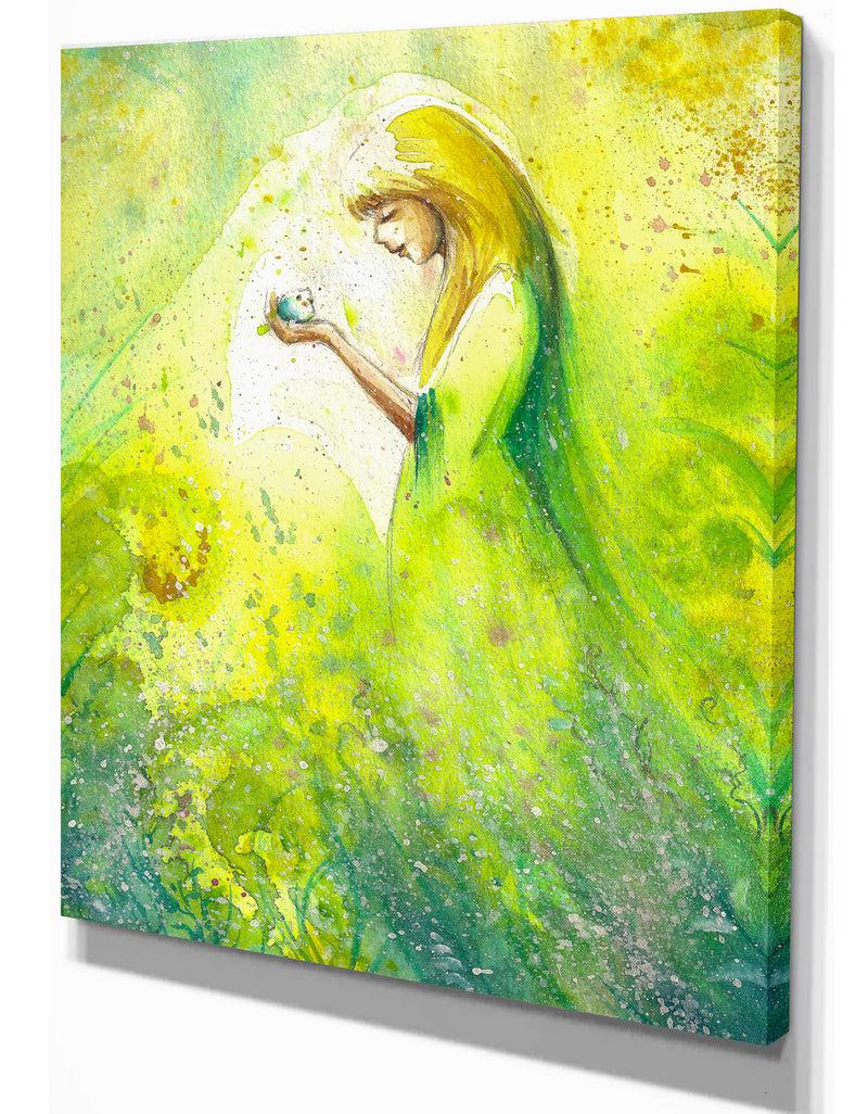 DesignQ Spring Woman - Illustration Painting Print On Wrapped Canvas
