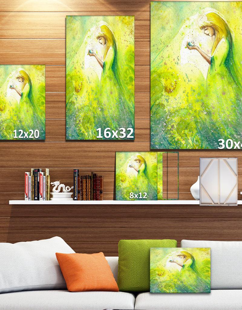 DesignQ Spring Woman - Illustration Painting Print On Wrapped Canvas