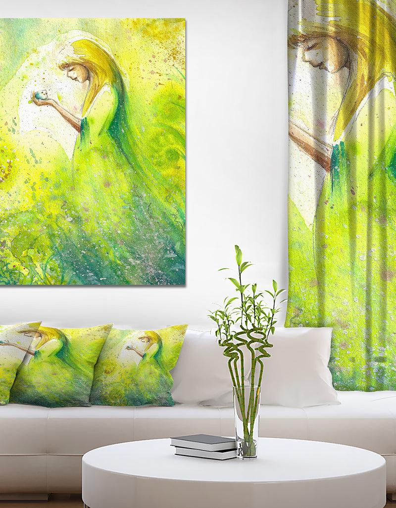 DesignQ Spring Woman - Illustration Painting Print on Wrapped Canvas