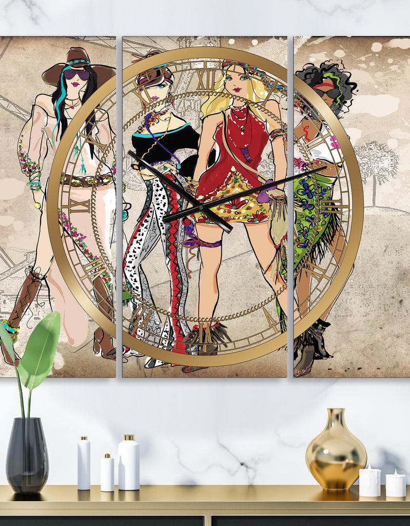 DesignQ Squad Goals - Oversized Fashion Wall Clock - 3 Panels