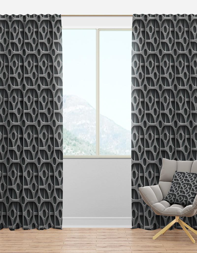 DesignQ Squares Pattern - Scandinavian Curtain Panels