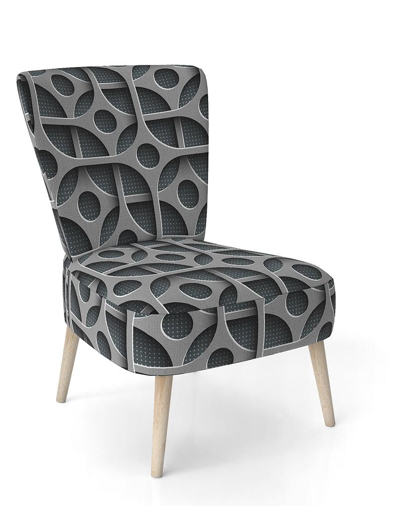 DesignQ Squares Pattern - Upholstered Scandinavian Accent Chair