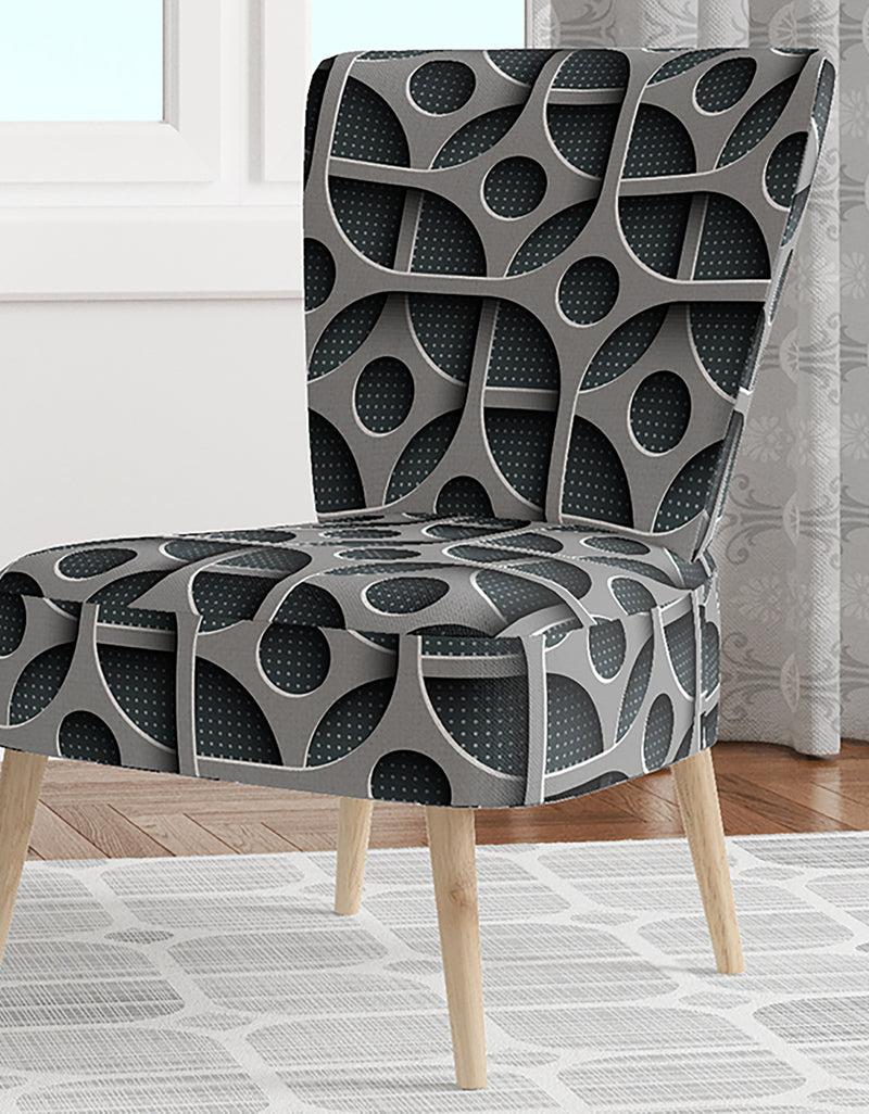 DesignQ Squares Pattern - Upholstered Scandinavian Accent Chair