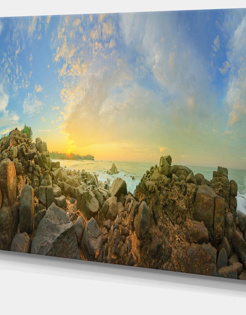 DesignQ Sri Lanka Romantic Beach Panorama - Large Seascape Art Canvas Print