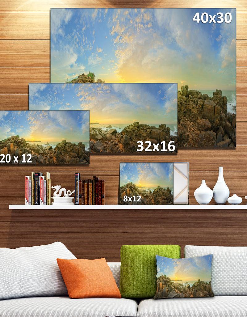 DesignQ Sri Lanka Romantic Beach Panorama - Large Seascape Art Canvas Print