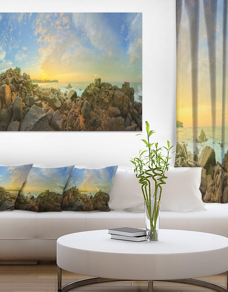 DesignQ Sri Lanka Romantic Beach Panorama - Large Seascape Art Canvas Print