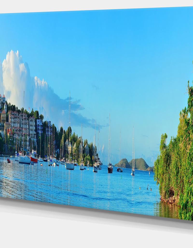 DesignQ St John Bay Panoramic View - Extra Large Seashore Canvas Art