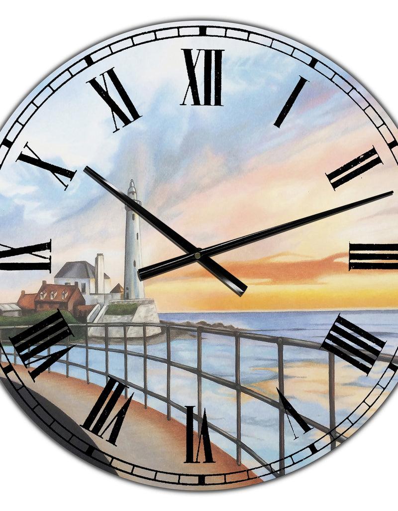 DesignQ St Marys Lighthouse - Large Nautical & Coastal Wall Clock