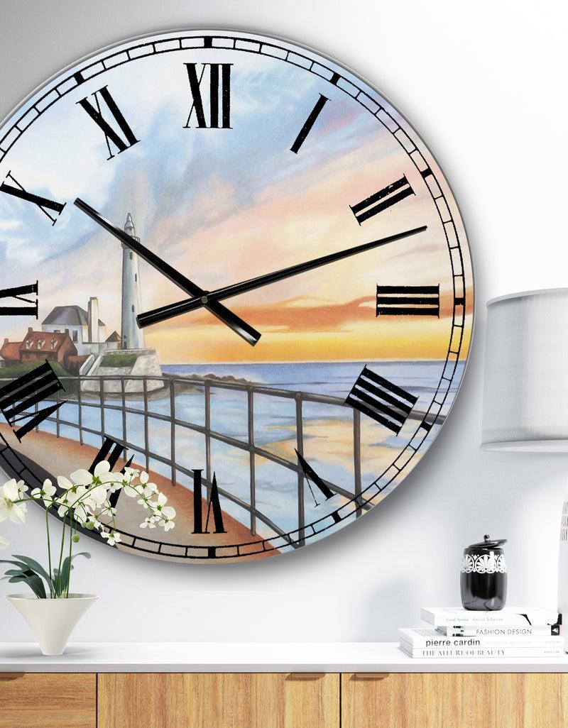DesignQ St Marys Lighthouse - Large Nautical & Coastal Wall Clock