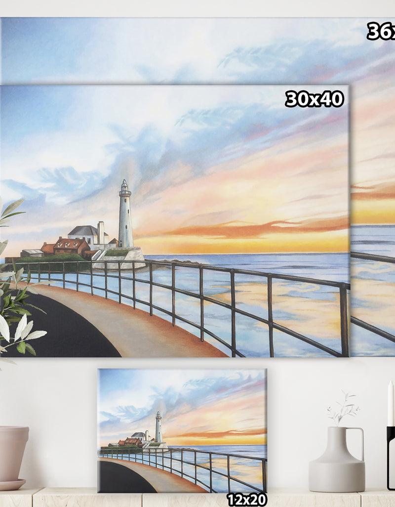 DesignQ St Marys Lighthouse - Nautical & Coastal Canvas Artwork