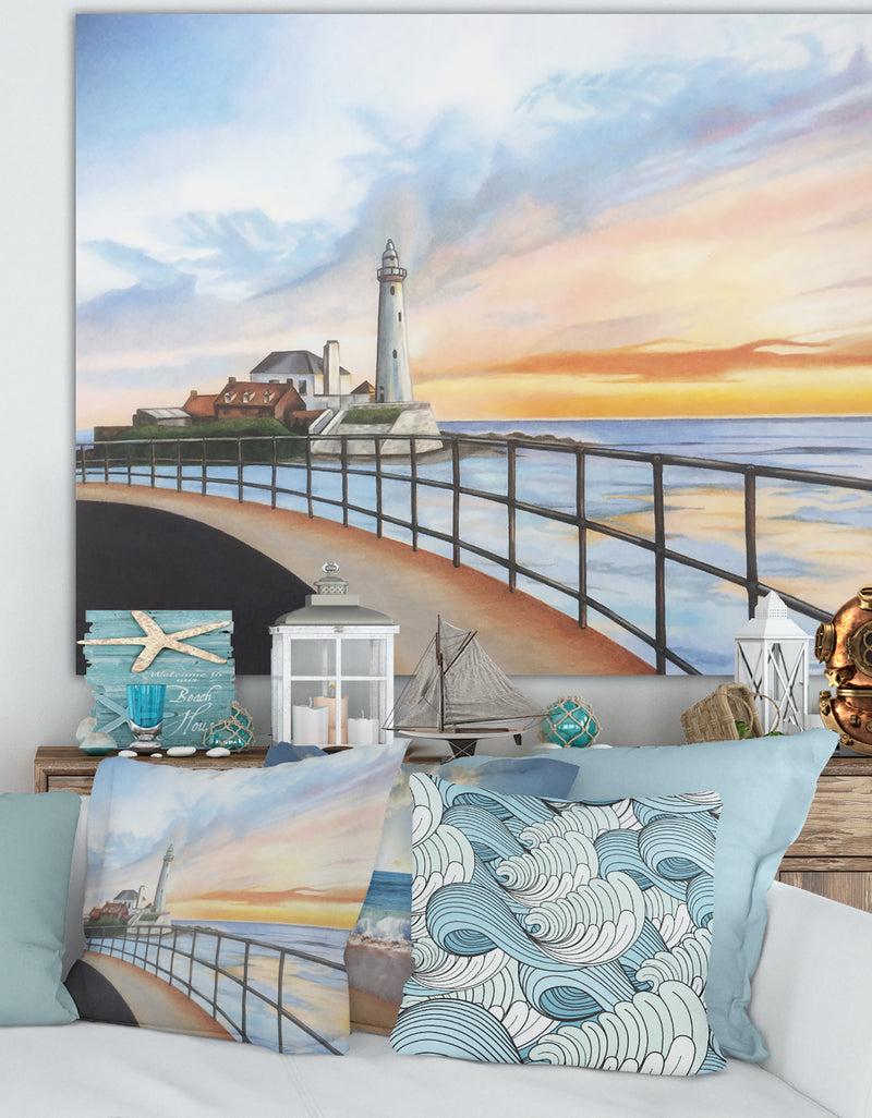 DesignQ St Marys Lighthouse - Nautical & Coastal Canvas Artwork
