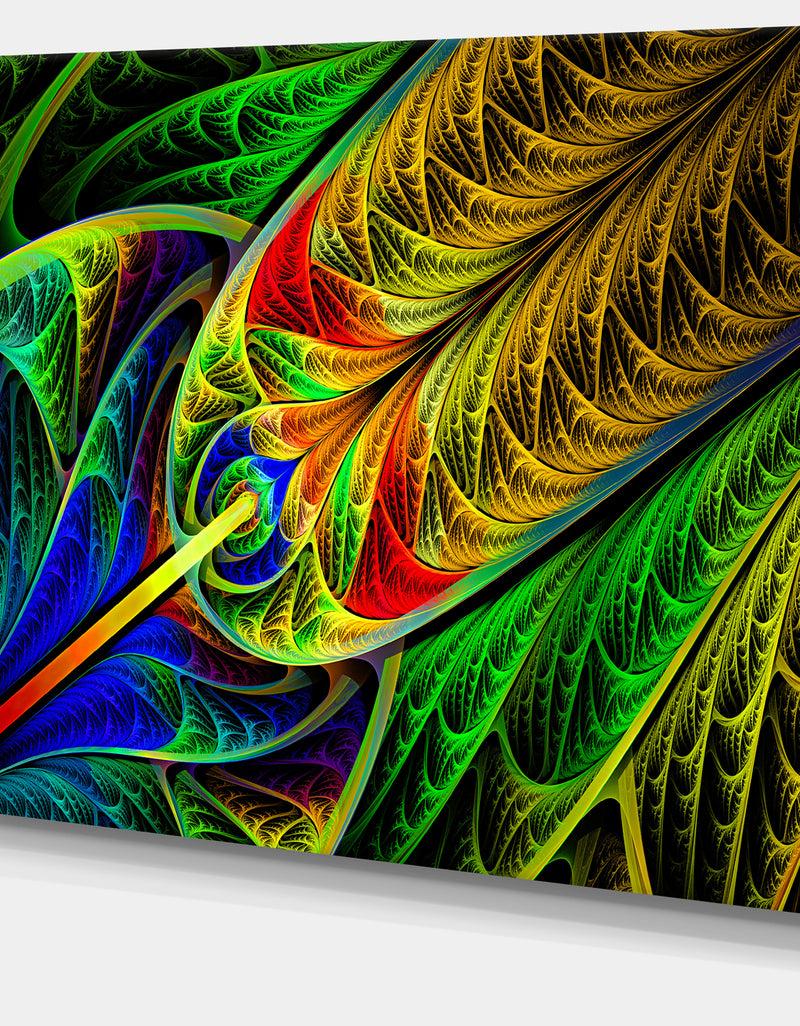 DesignQ Stained Glass With Glowing Designs - Abstract Wall Art Canvas