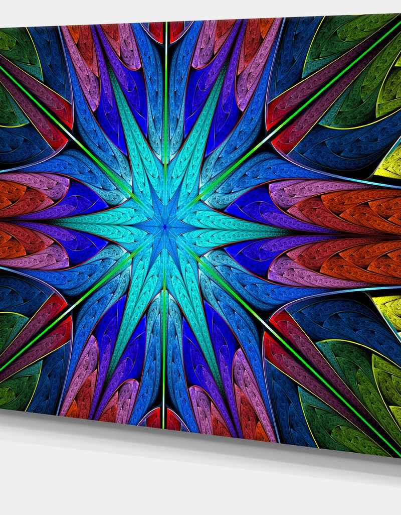 DesignQ Stained Glass With Multi-Color Stars - Abstract Wall Art Canvas