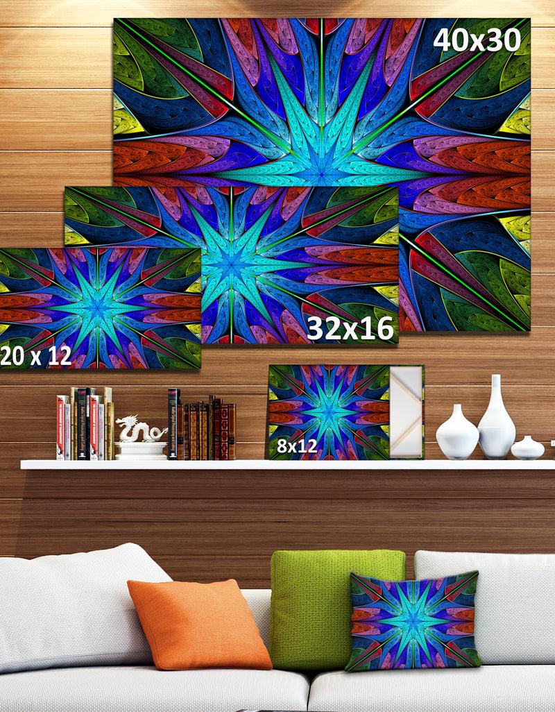 DesignQ Stained Glass With Multi-Color Stars - Abstract Wall Art Canvas