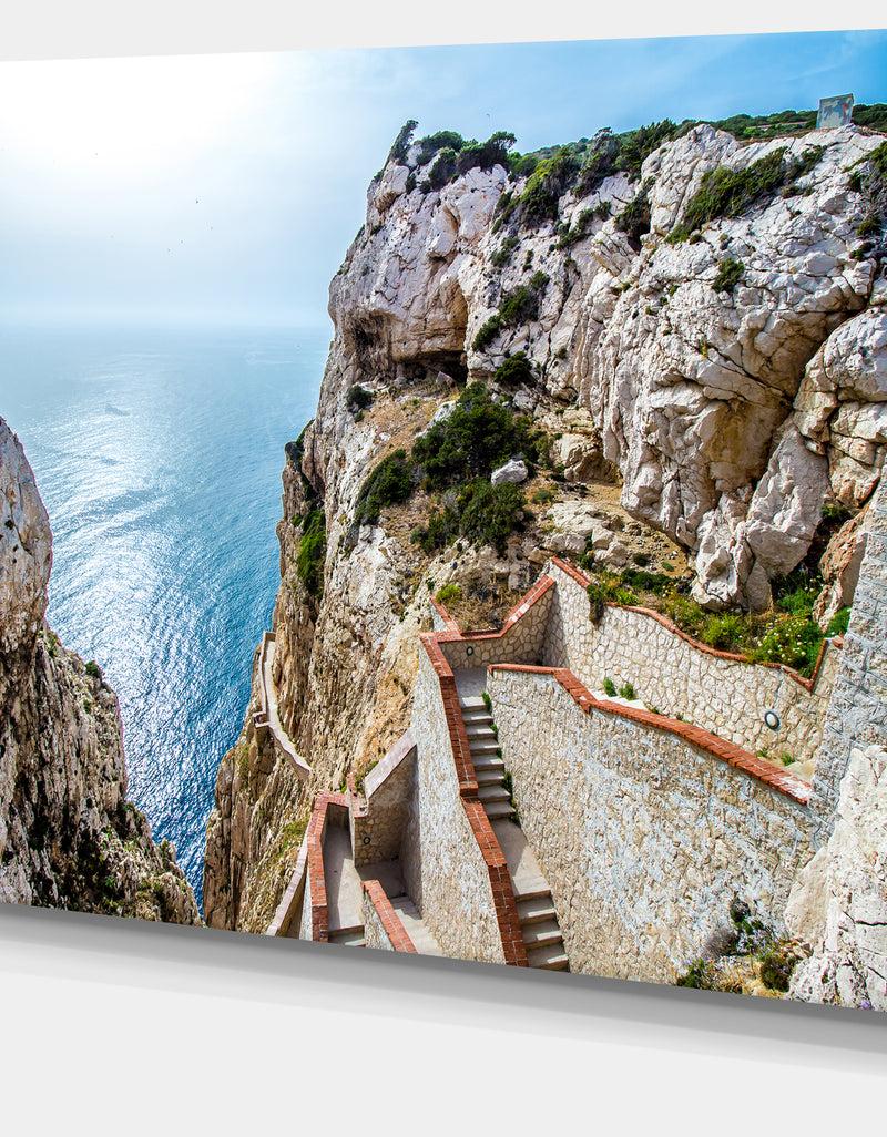 DesignQ Stairway To Neptune's Grotto - Seashore Canvas Wall Artwork