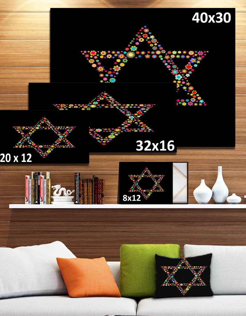 DesignQ Star Of David Shape - Modern Digital Art Print On Canvas