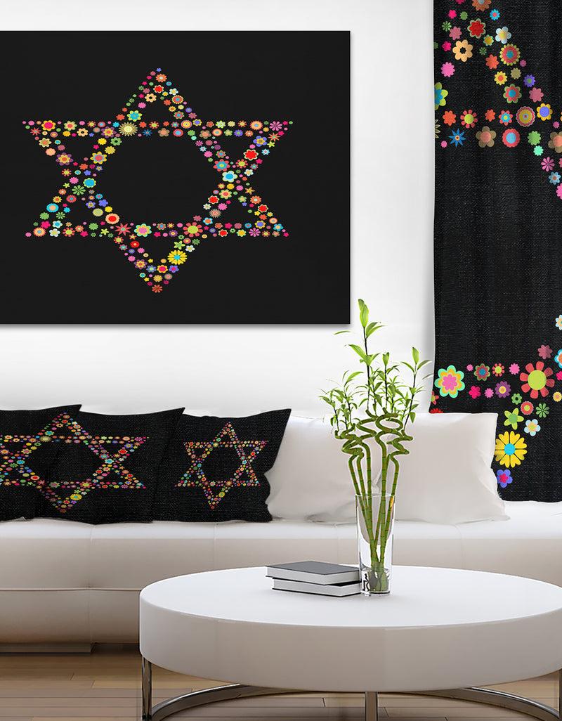 DesignQ Star of David Shape - Modern Digital Art Print on Canvas