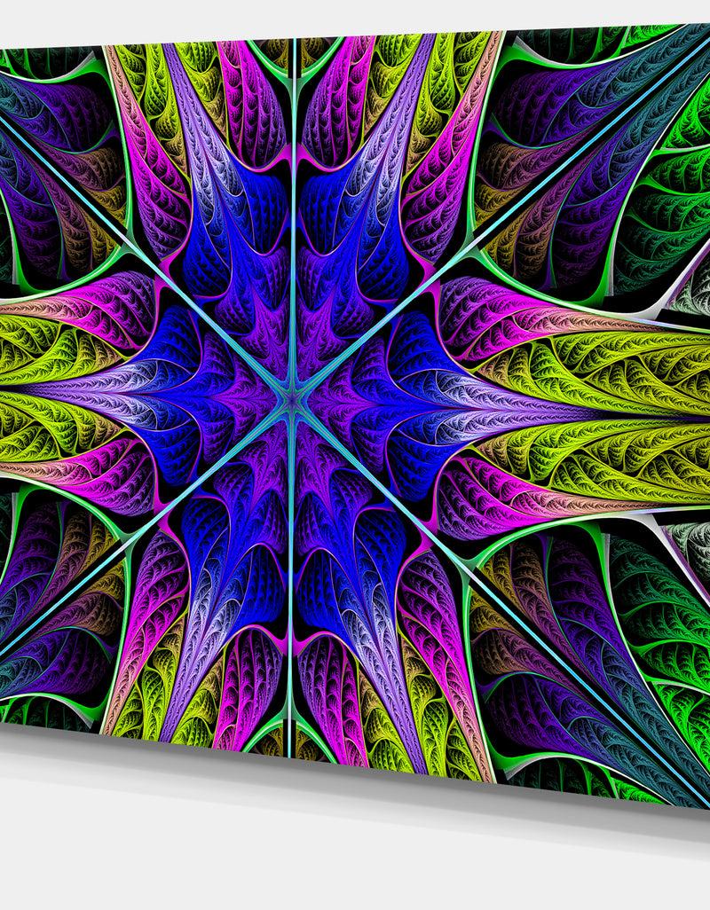 DesignQ Star-Shaped Blue Stained Glass - Abstract Wall Art On Canvas